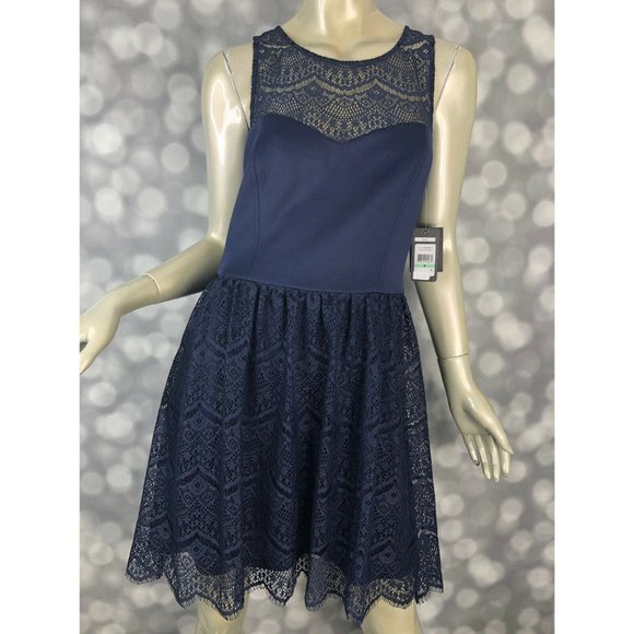 Guess Dresses Guess Dress 8 Navy Illusion Lace Sweetheart Neck